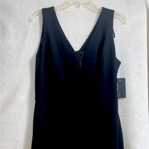 NWT Women's En Focus Studio Black Bodycon V-neck Dress Size 14